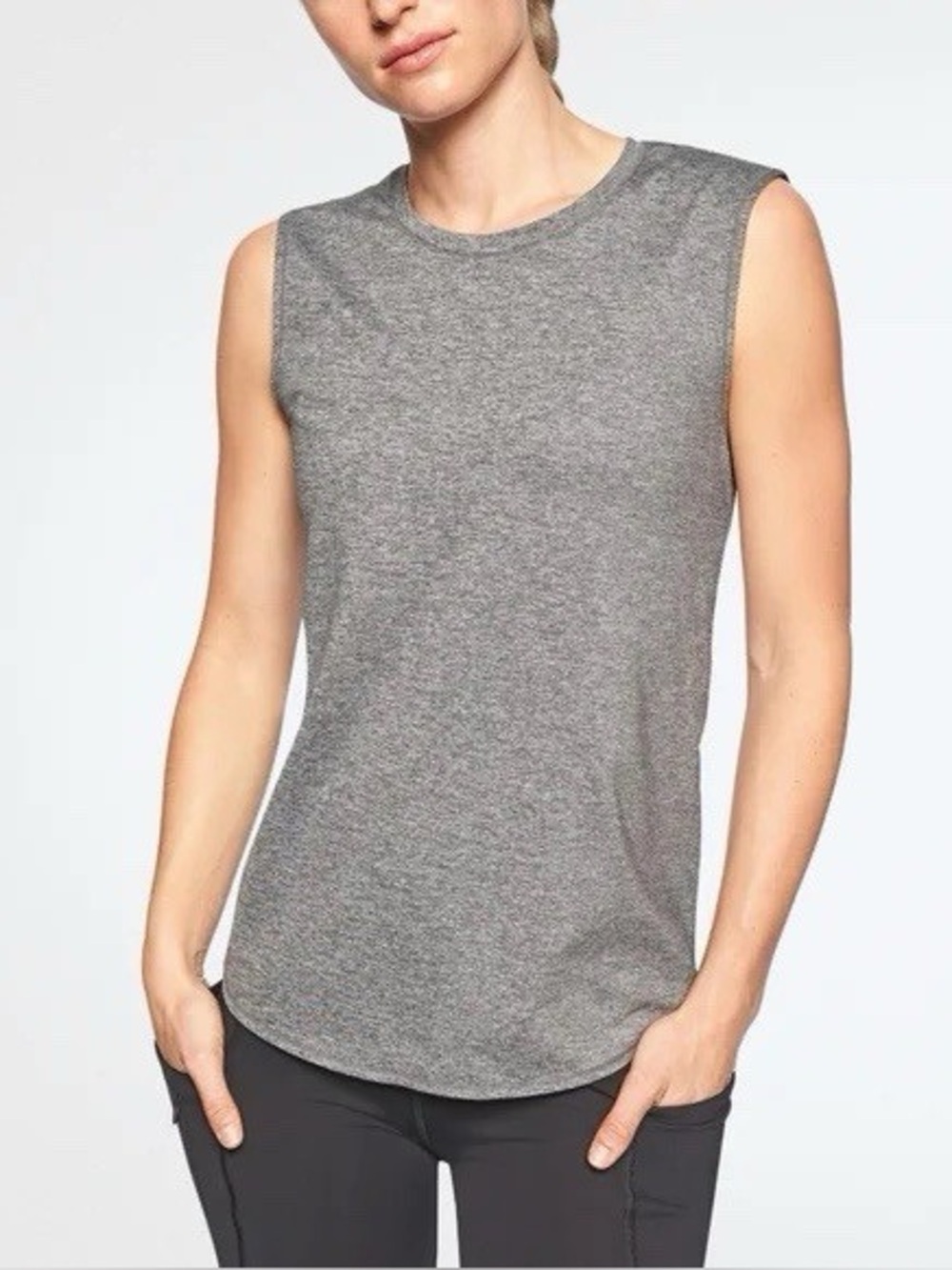 Athleta Sunlover Gray Seamless Flap Back Tank Top with UPF - Size Small